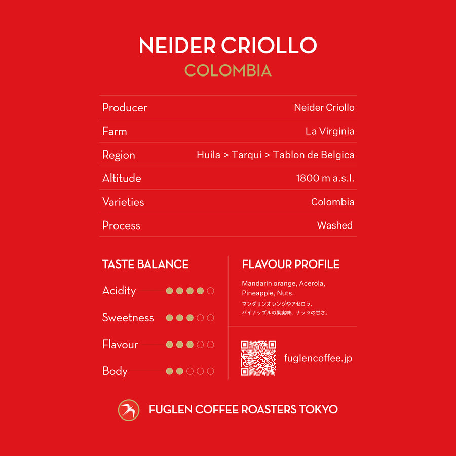 【SOLD OUT】DRIP BAG / NEIDER CRIOLLO, COLOMBIA